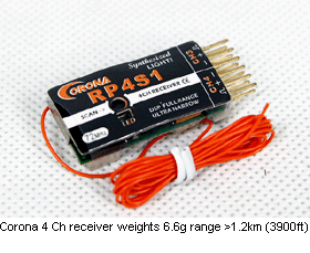 CORONA 35Mhz Synthesized 4Ch Rx (single conversion) RP4S1